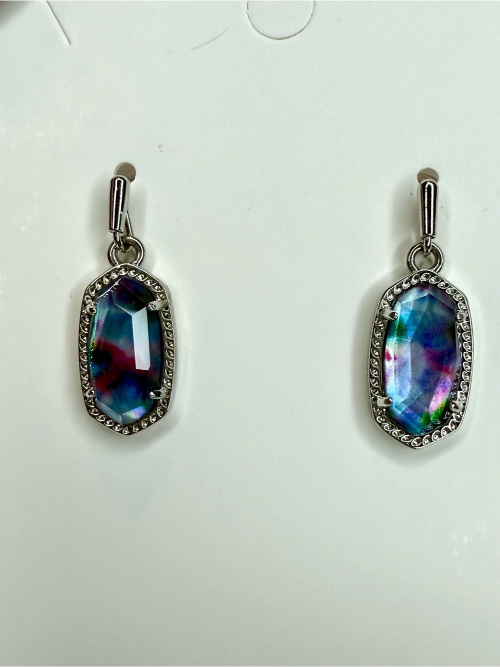 Kendra Scott Lee Silver Drop Earrings in Watercolor Illusion ✨
